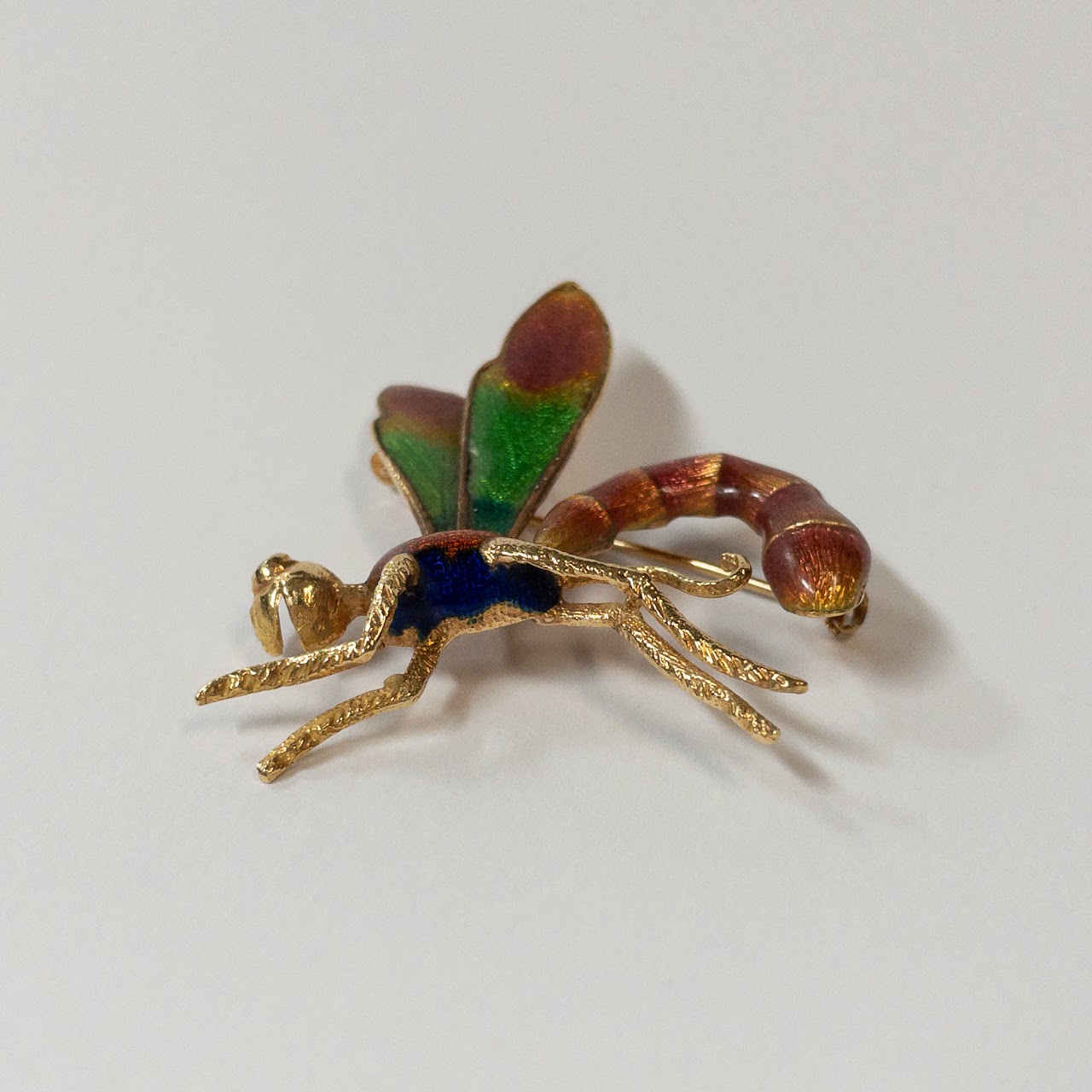 18K Gold and Enamel Dragonfly Brooch