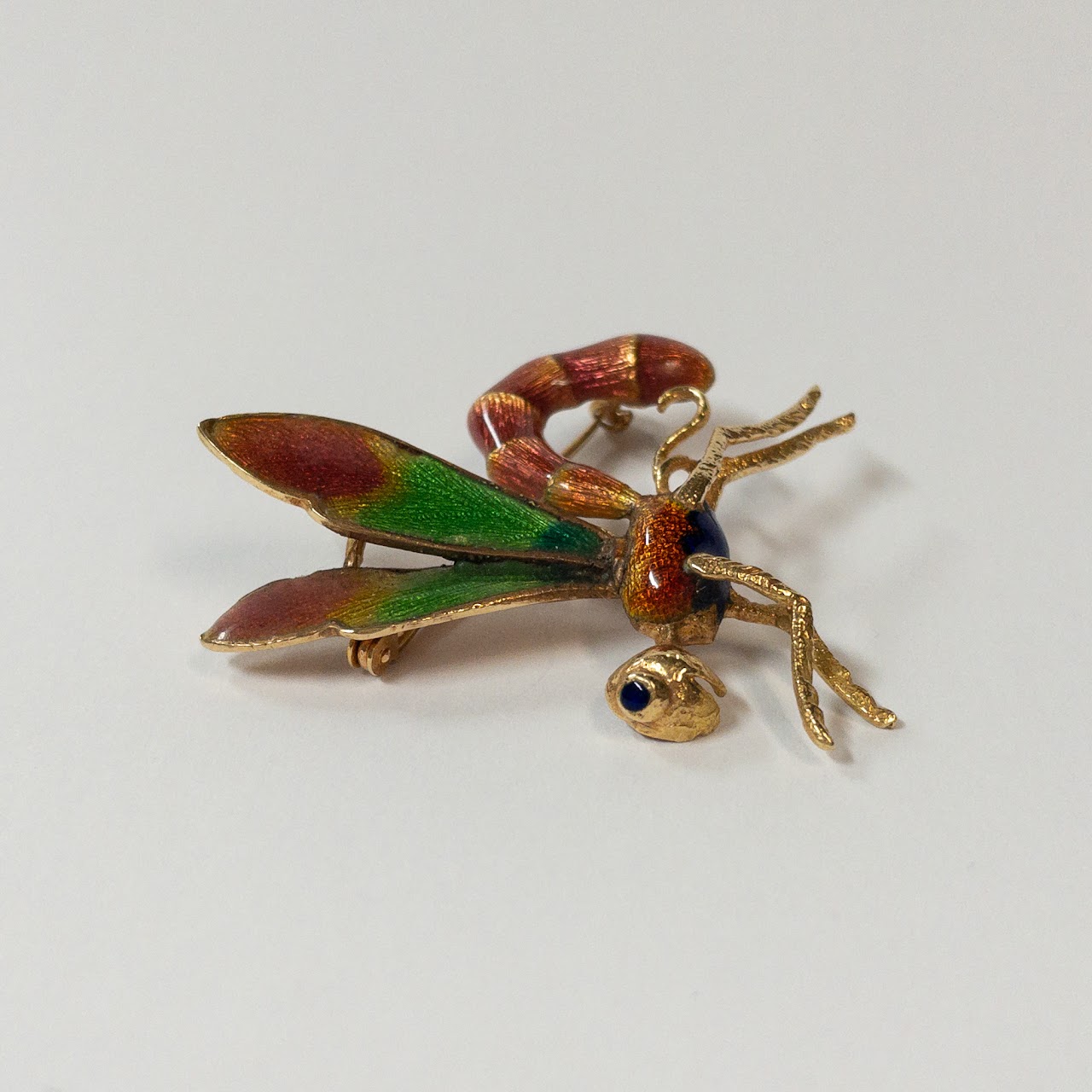 18K Gold and Enamel Dragonfly Brooch