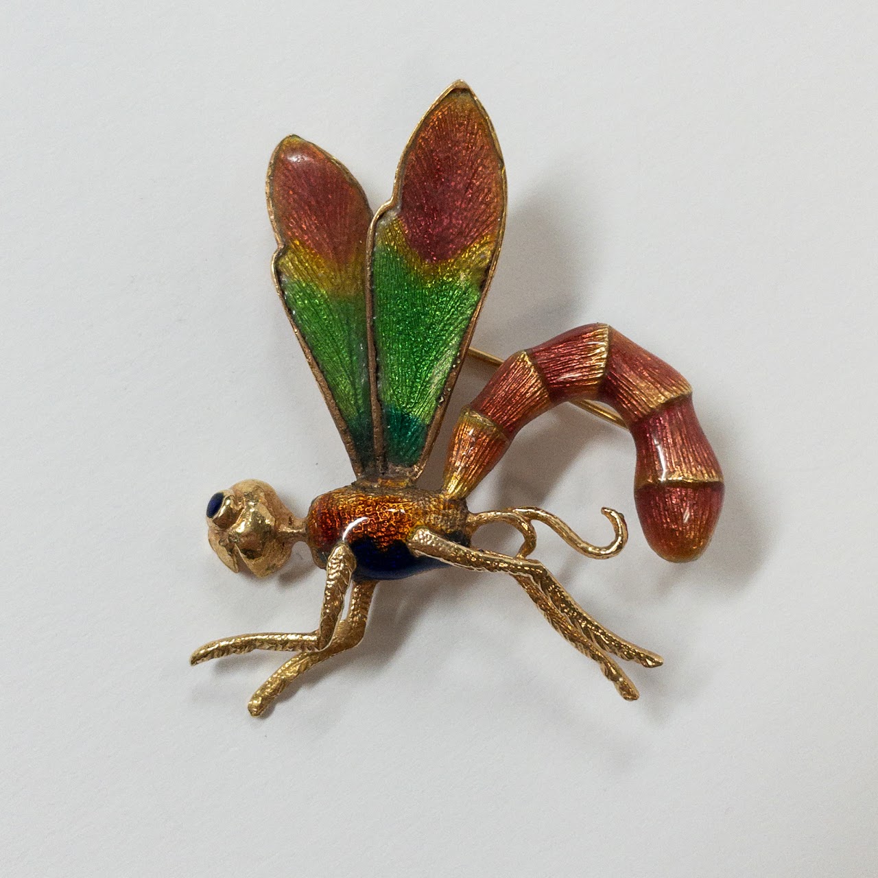 18K Gold and Enamel Dragonfly Brooch