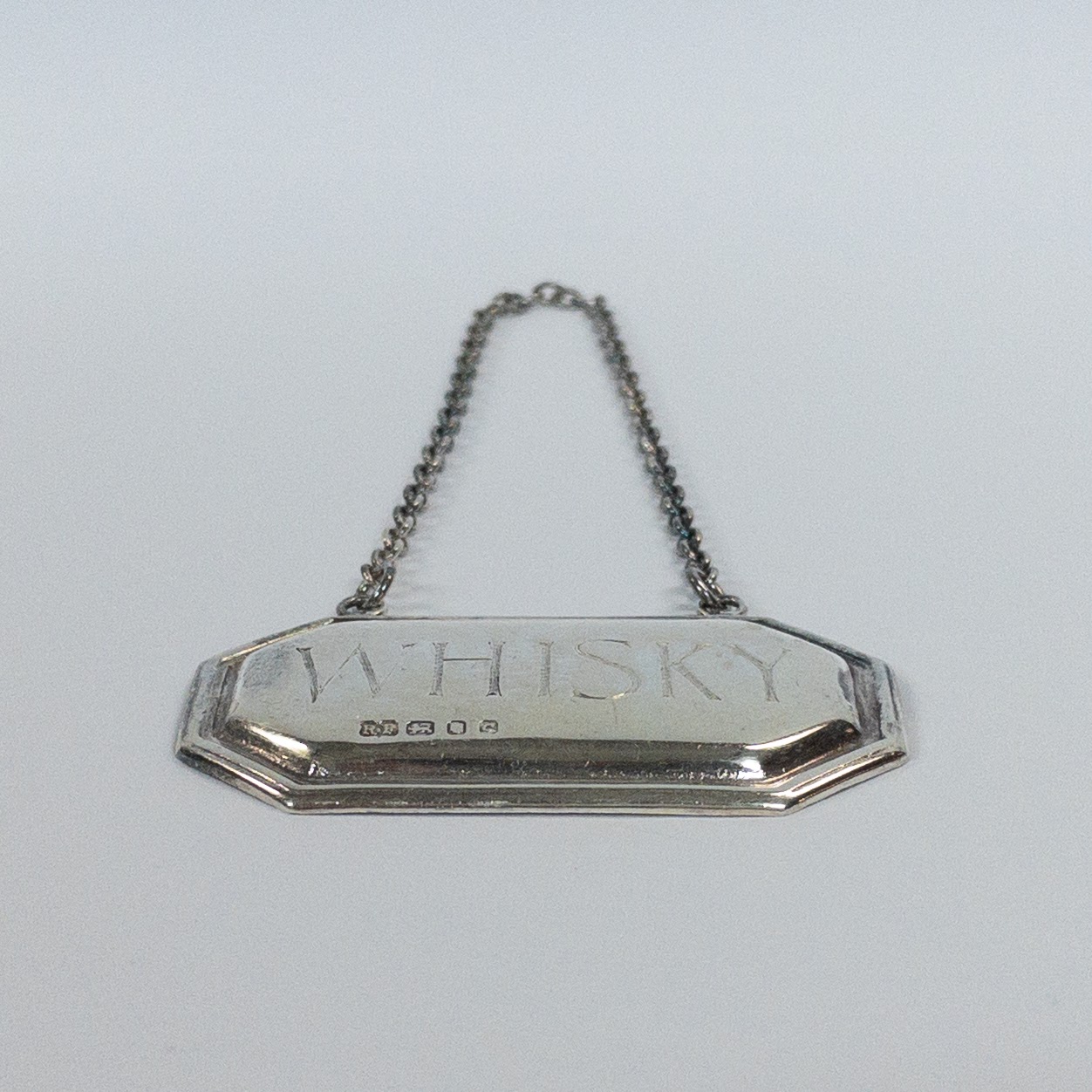 Sterling Silver Vintage Robert Pringle & Sons Whiskey Decanter Bottle Tag