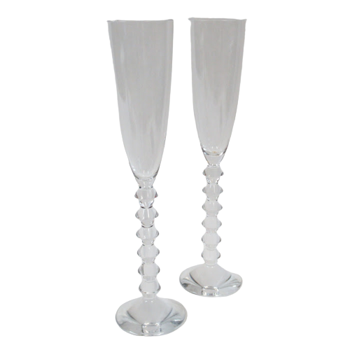 Baccarat Véga Flutissimo Crystal Champagne Flute Glass Pair