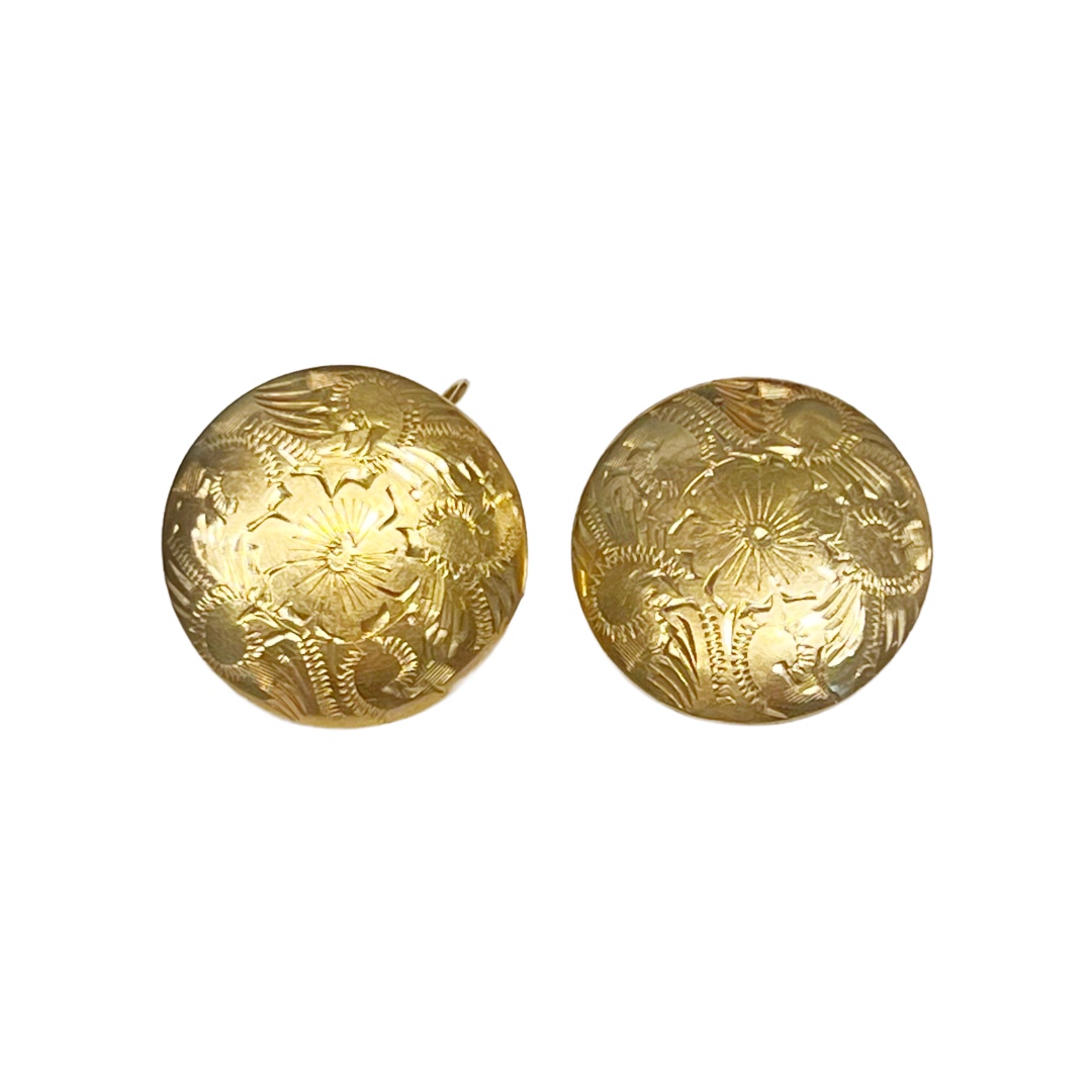 14K Etched Disc Earrings