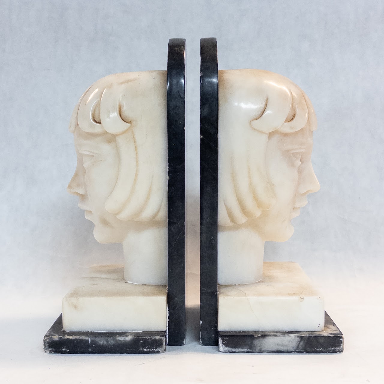 Marble Pair of Roman Emperor Styled Bookends