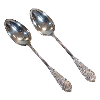 Sterling Silver Pair of Decorative Tablespoons