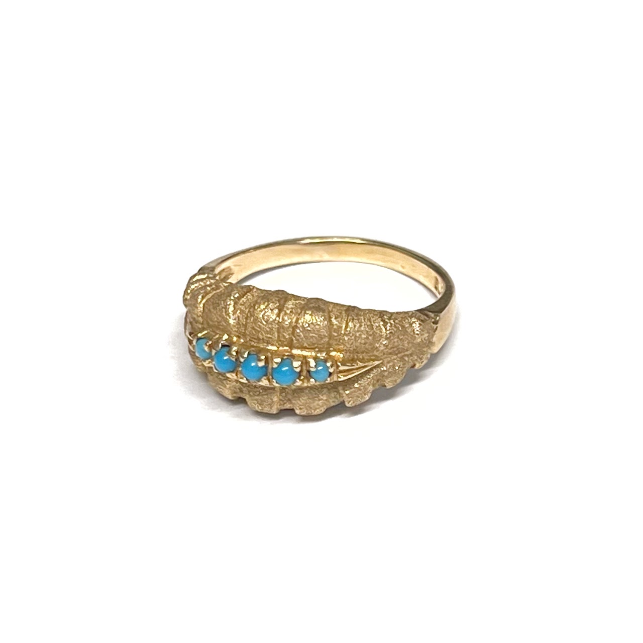 14K Gold Ring with Five Set Turquoise Beads