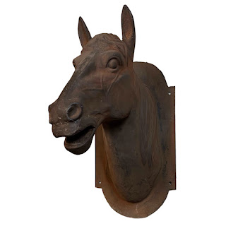 Cast Iron Life Size Horse Head Tack Shop Architectural Sculpture