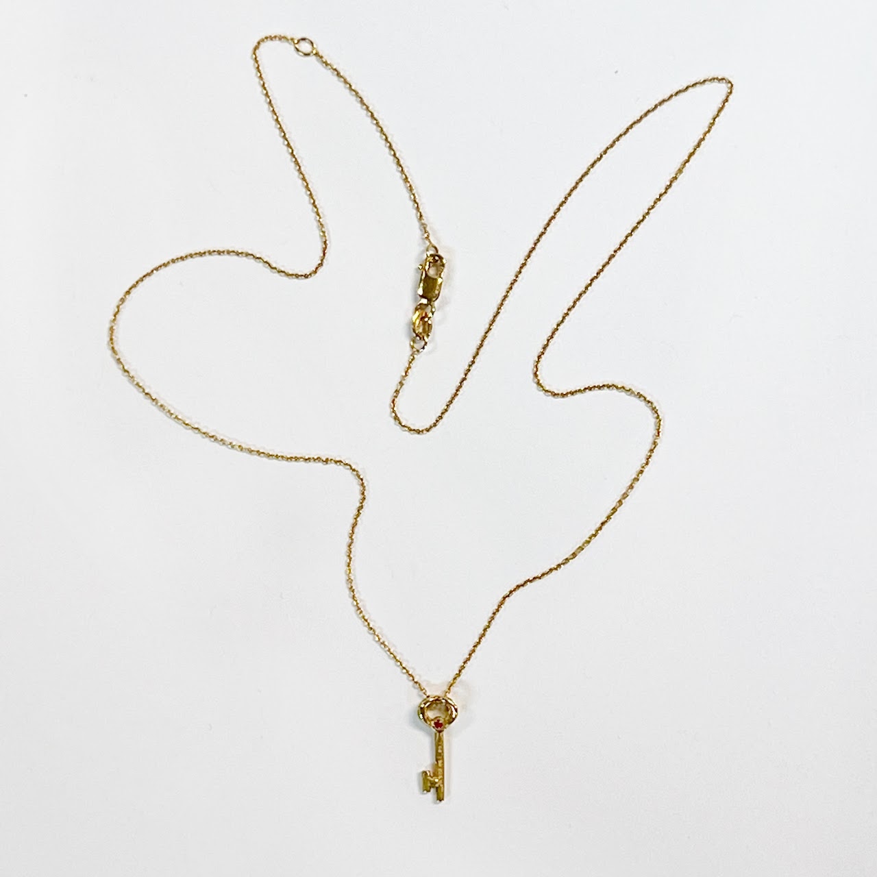 18K Gold Necklace with 18K Gold Key Pendant