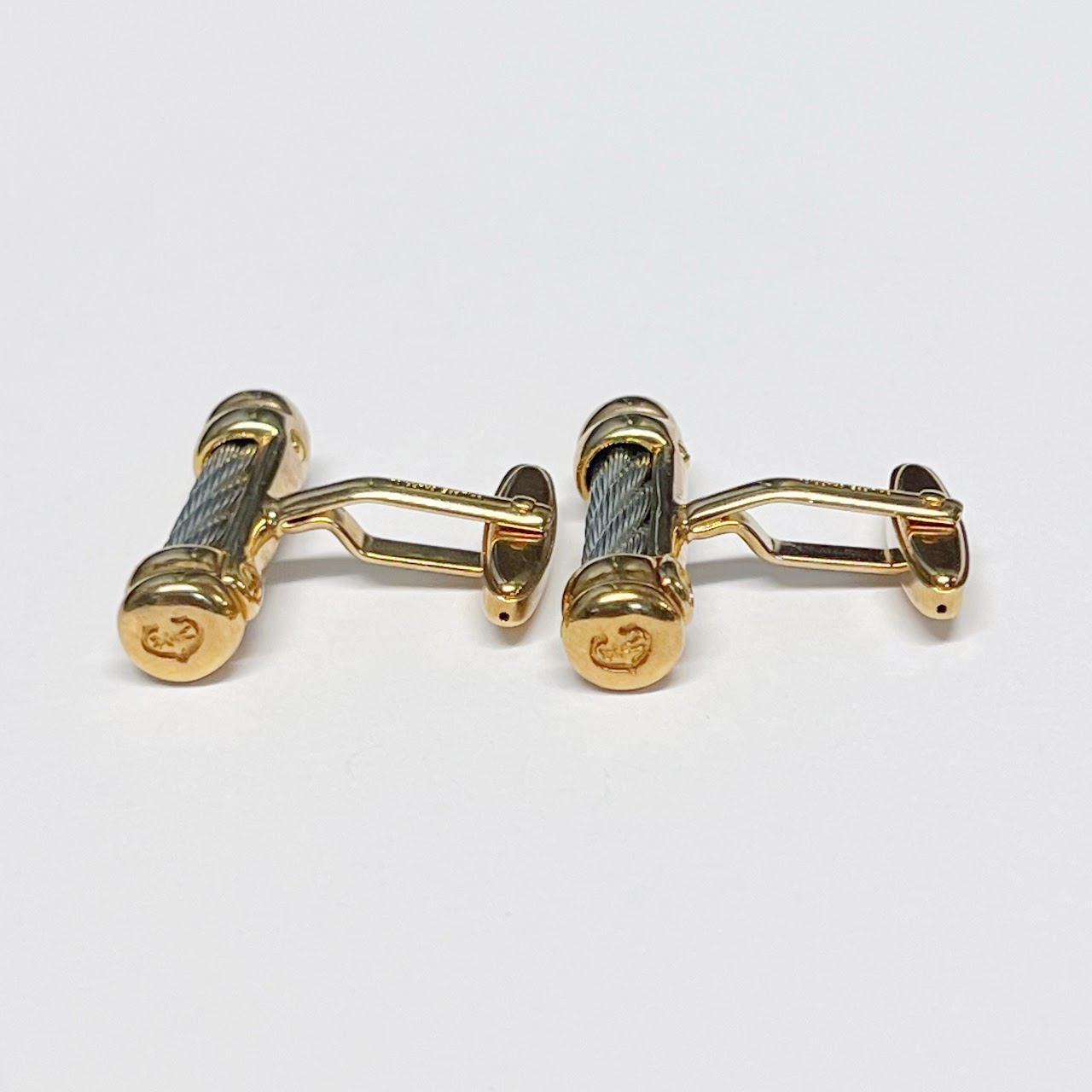 Philippe Charriol Gold Plated and Steel Cable Twist Cufflinks