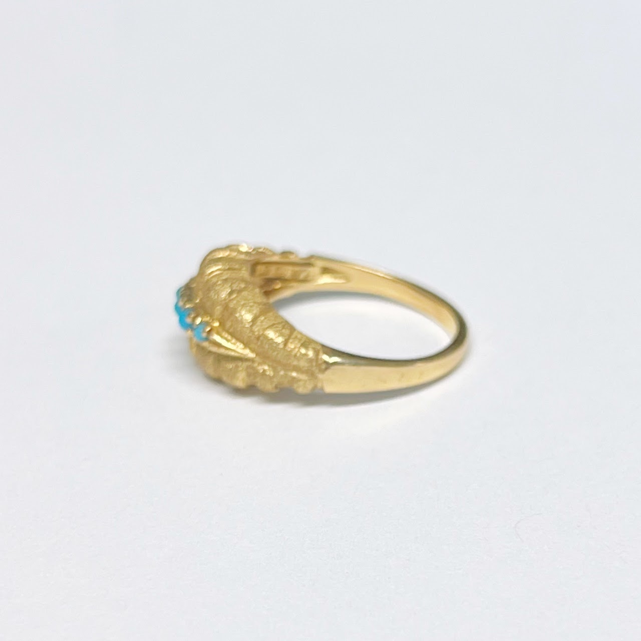 14K Gold Ring with Five Set Turquoise Beads