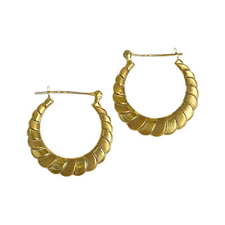 14K Gold Banded Hoop Earrings