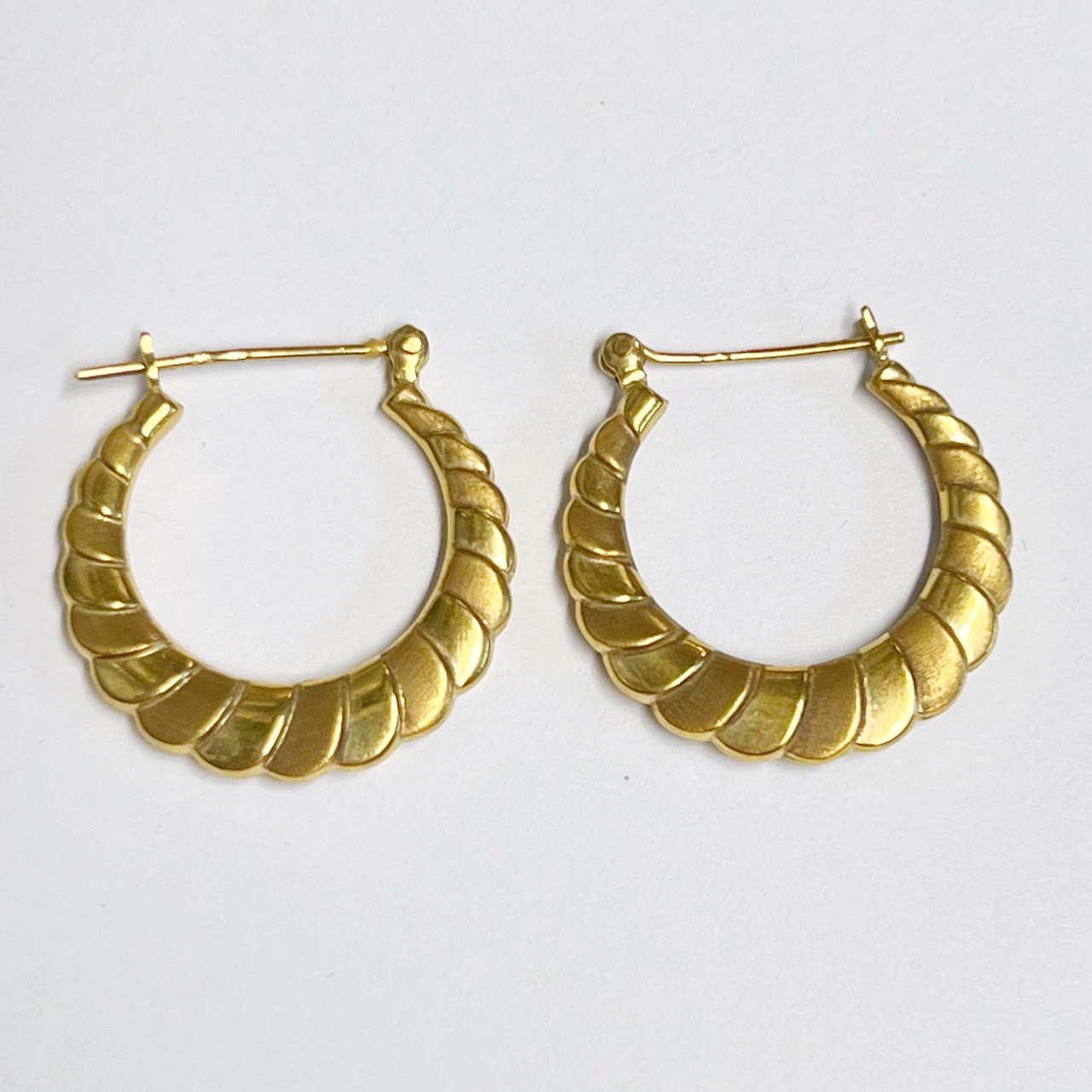 14K Gold Banded Hoop Earrings
