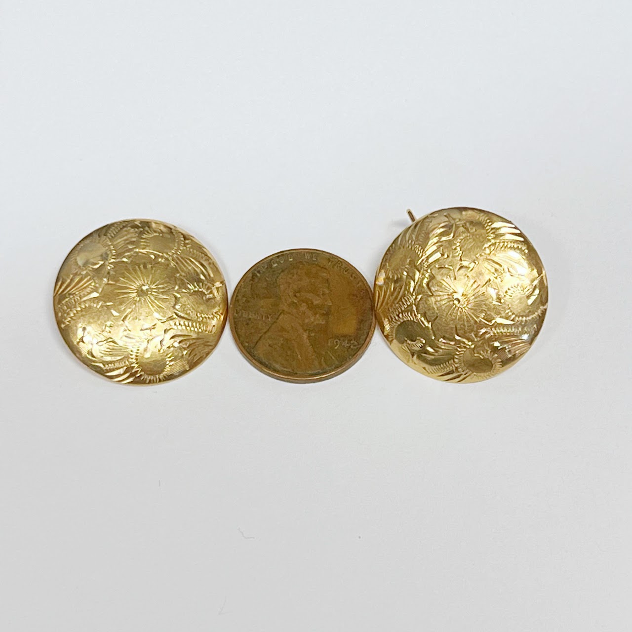 14K Etched Disc Earrings