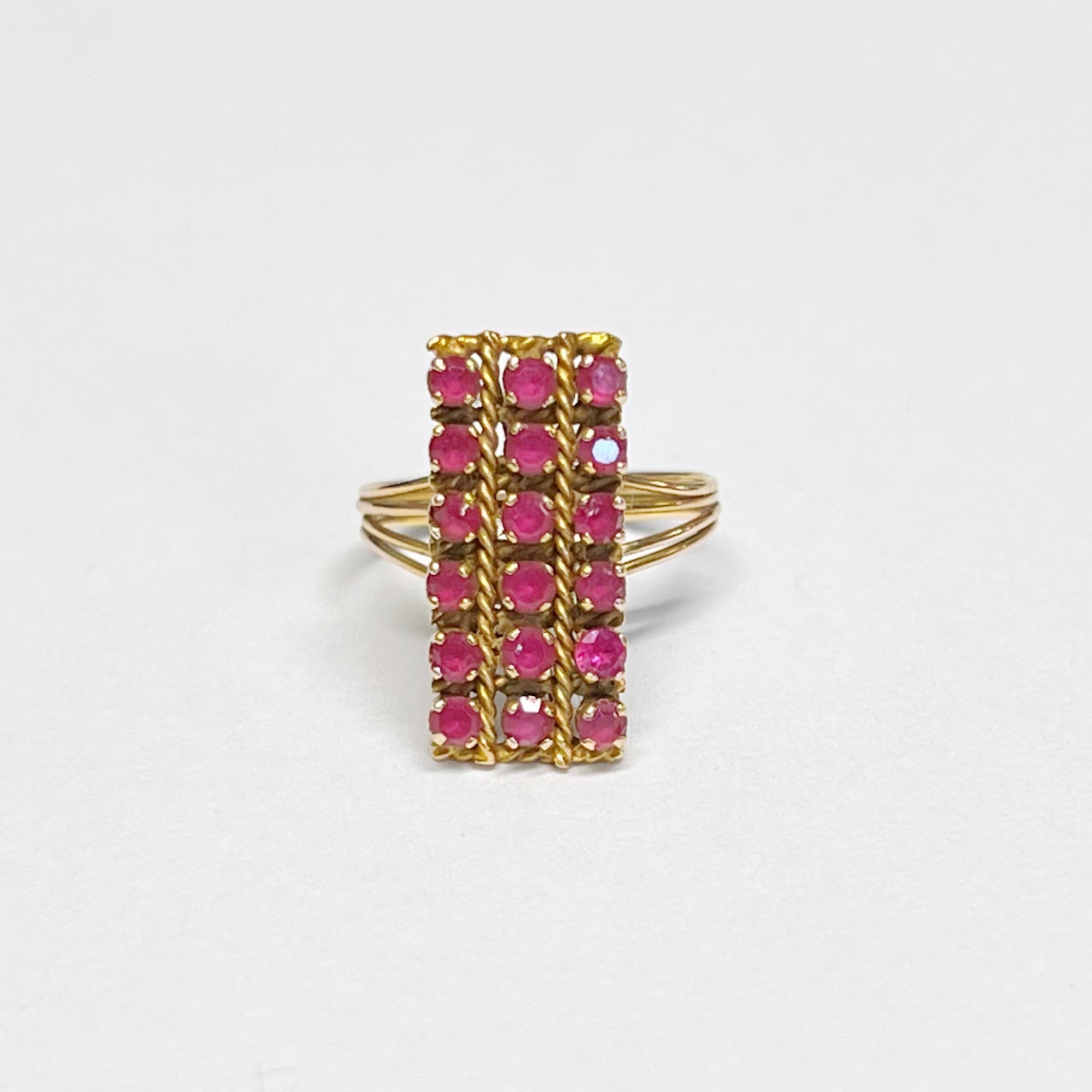 14K Gold Ring with 18 Cut Crystals