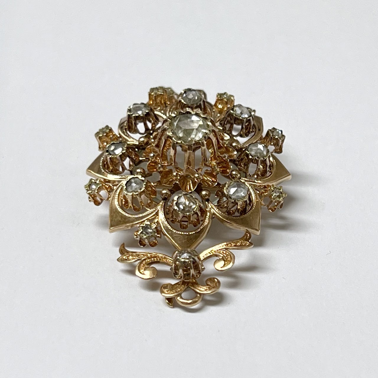 14K Gold & Diamond Brooch