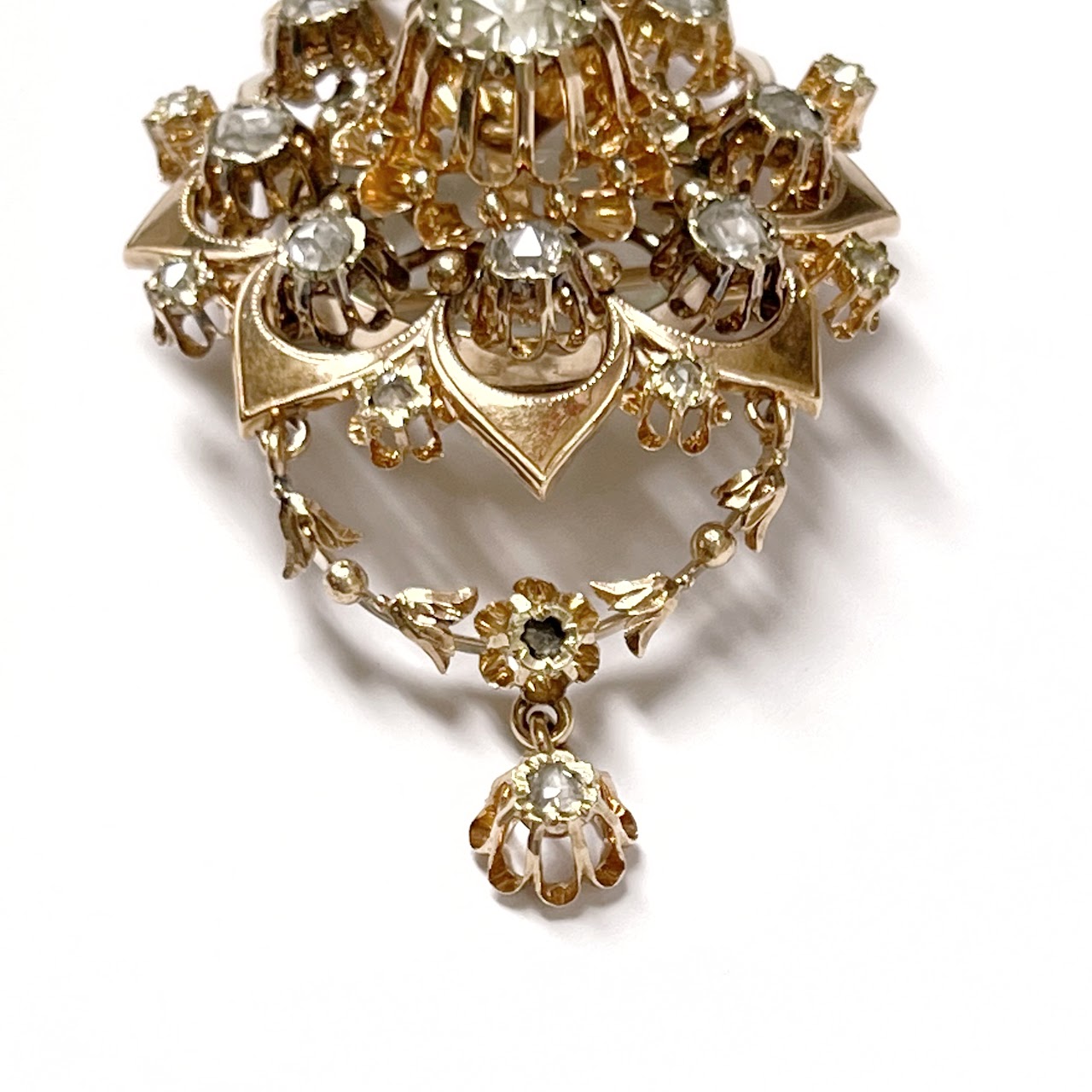 14K Gold & Diamond Brooch