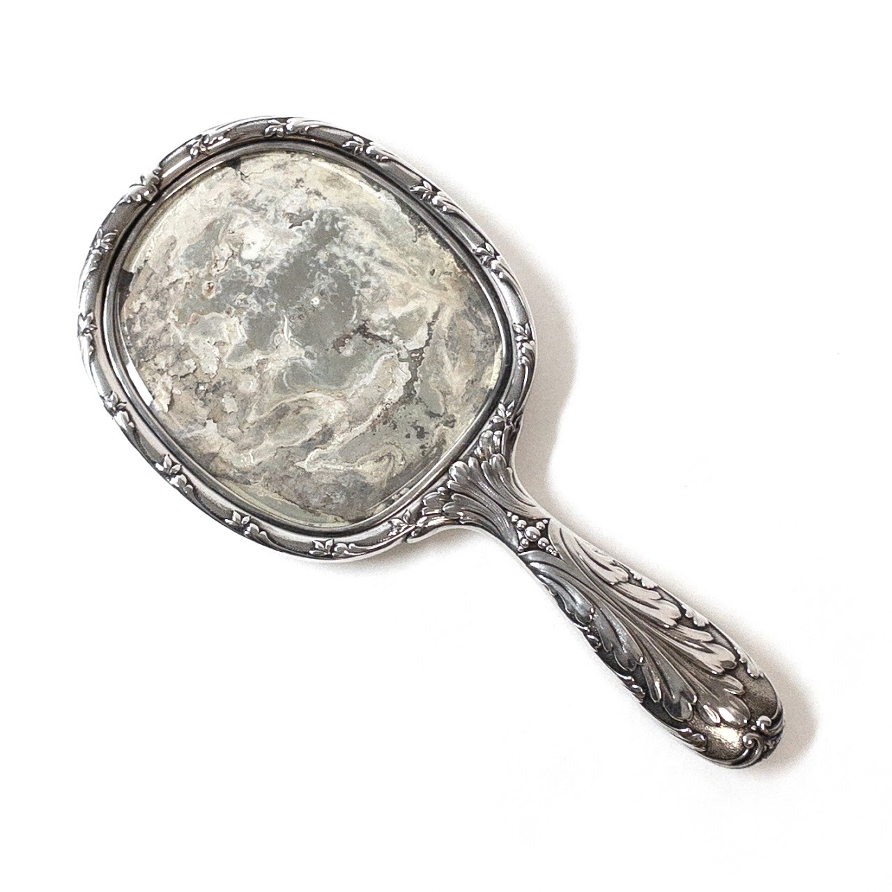 Sterling Silver Vintage Ornate Vanity Hand Mirror