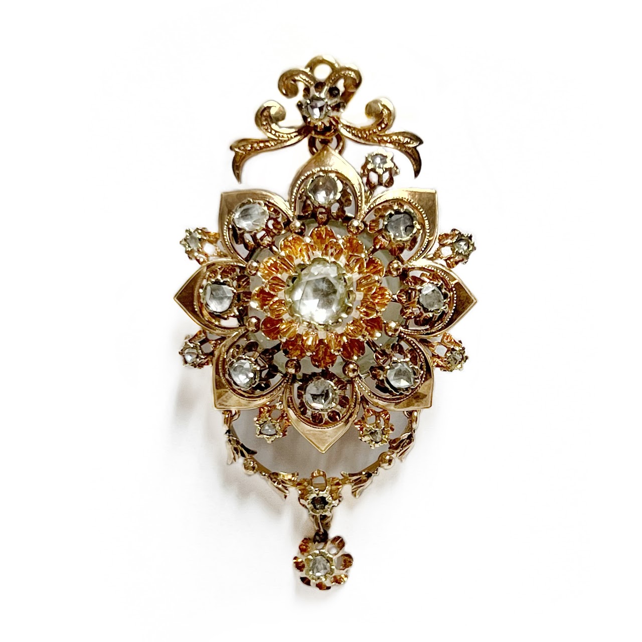 14K Gold & Diamond Brooch