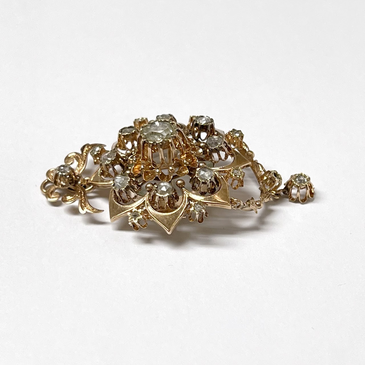 14K Gold & Diamond Brooch