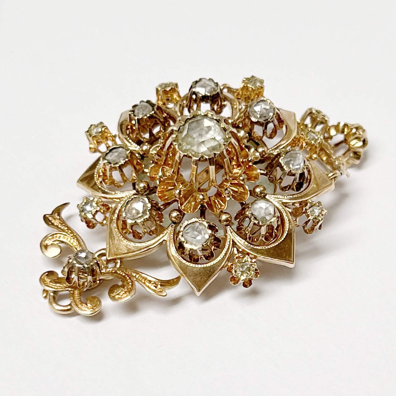 14K Gold & Diamond Brooch