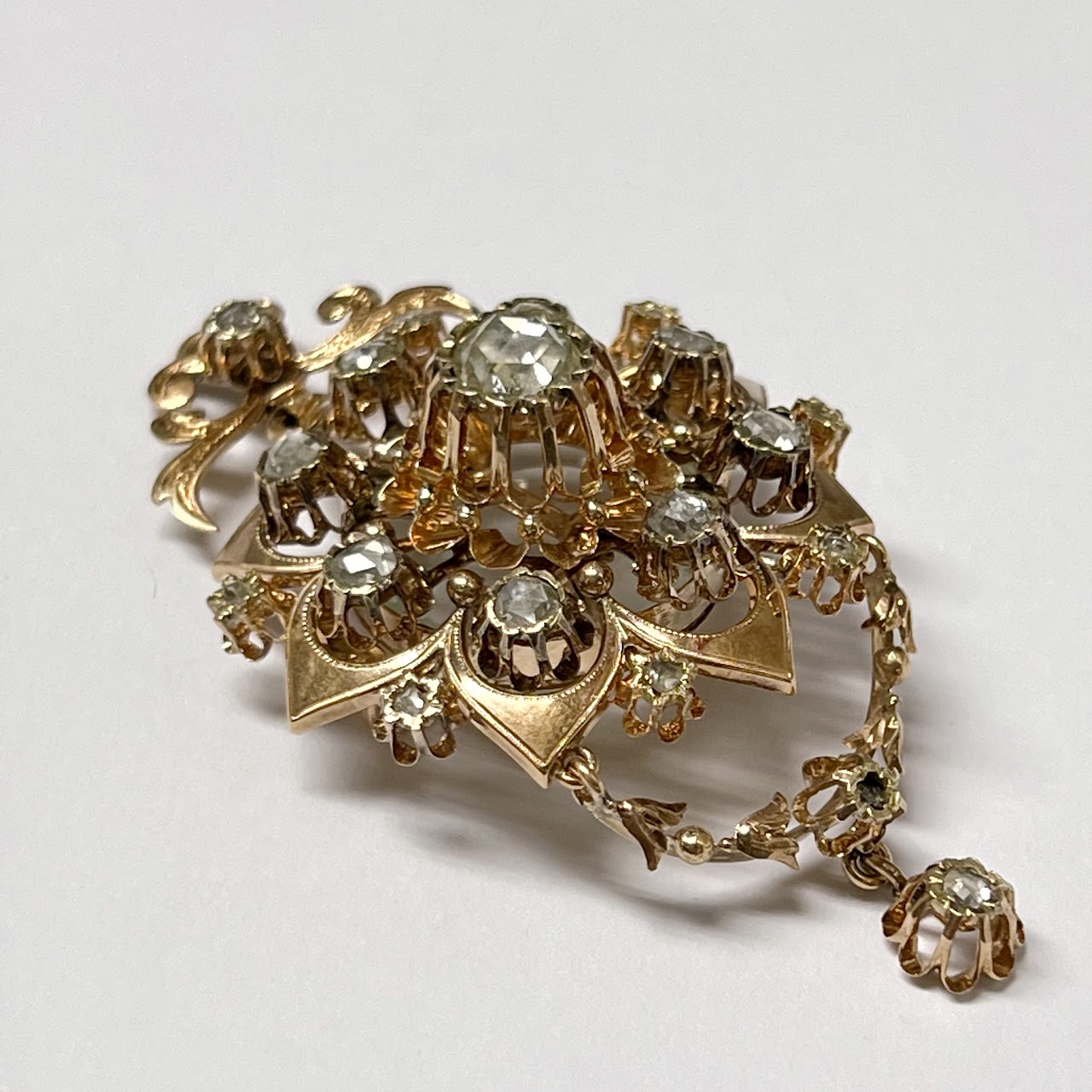 14K Gold & Diamond Brooch