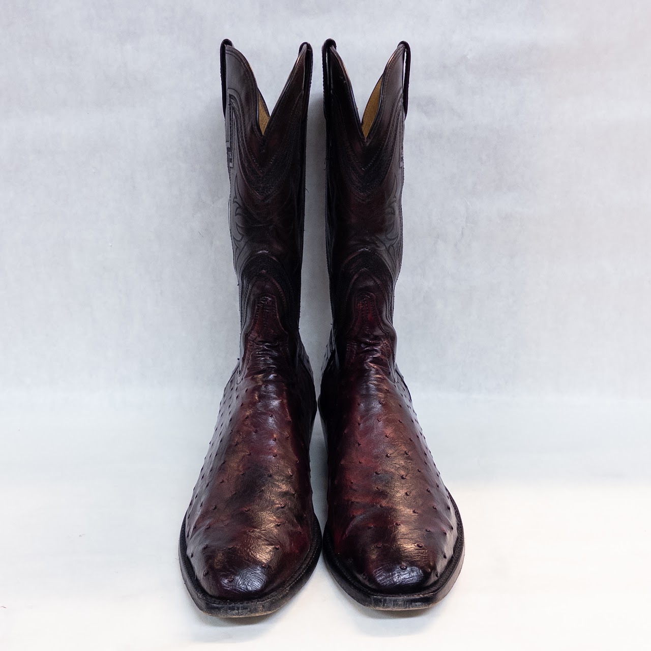 Lucchese Ostrich and Cow Leather Cowboy Boots