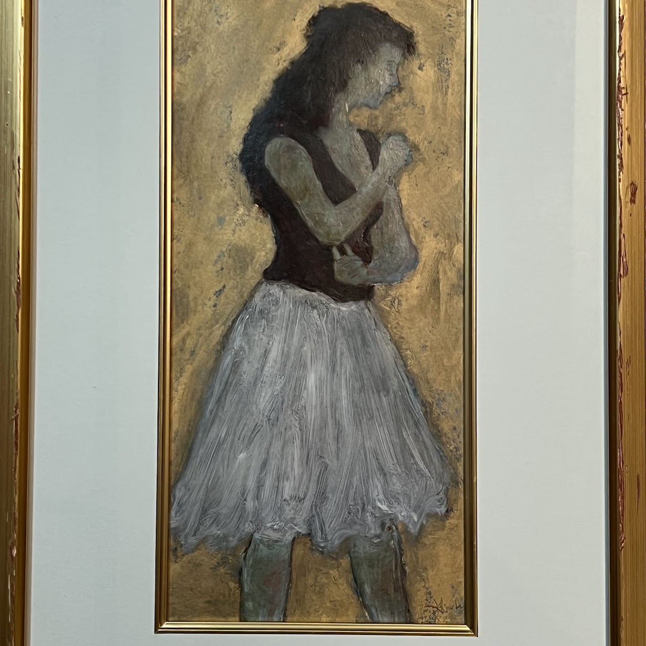 Björk Signed Degas Style Oil and Mixed Media Painting