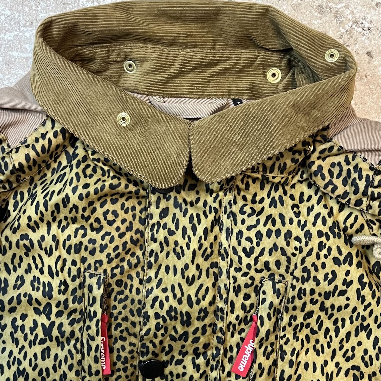Supreme x Barbour Waxed Canvas Leopard Print Field Jacket