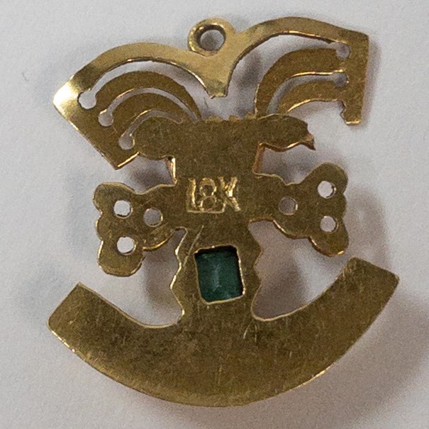 18K Gold and Blue Stone DAMAGED Figural Pendant