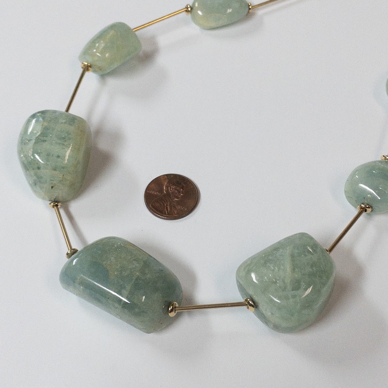 14K Gold and Aquamarine Necklace