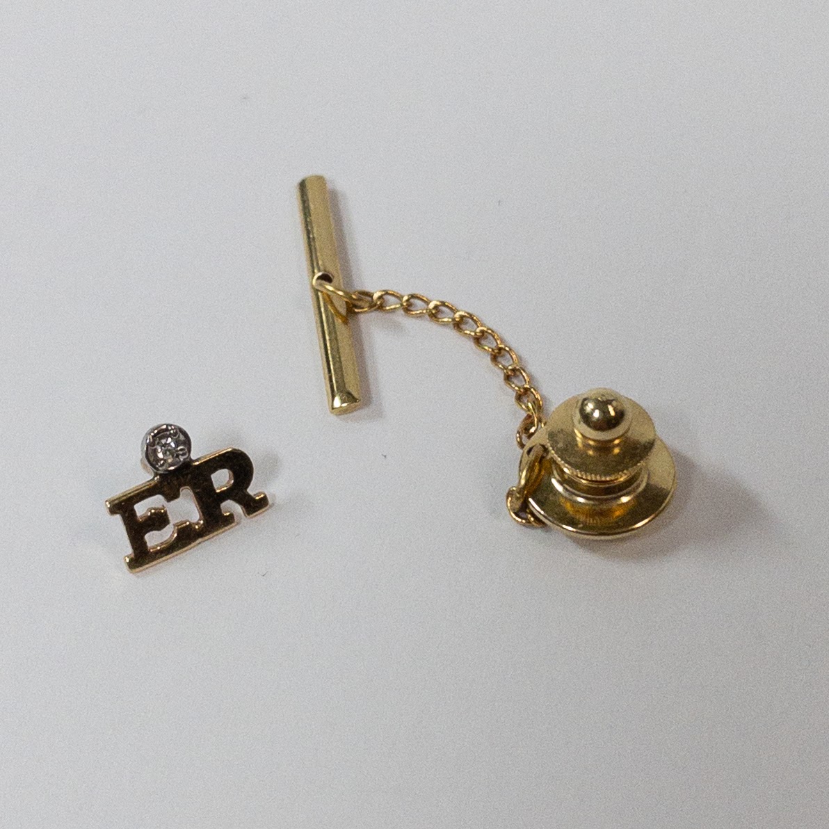 14K Gold and Diamond 'ER' Tie Tack