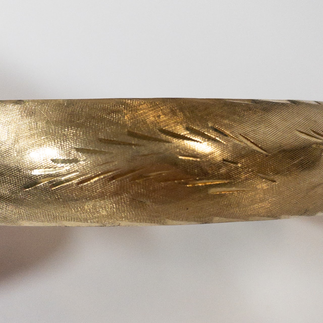 14K Gold Etched Bangle Bracelet