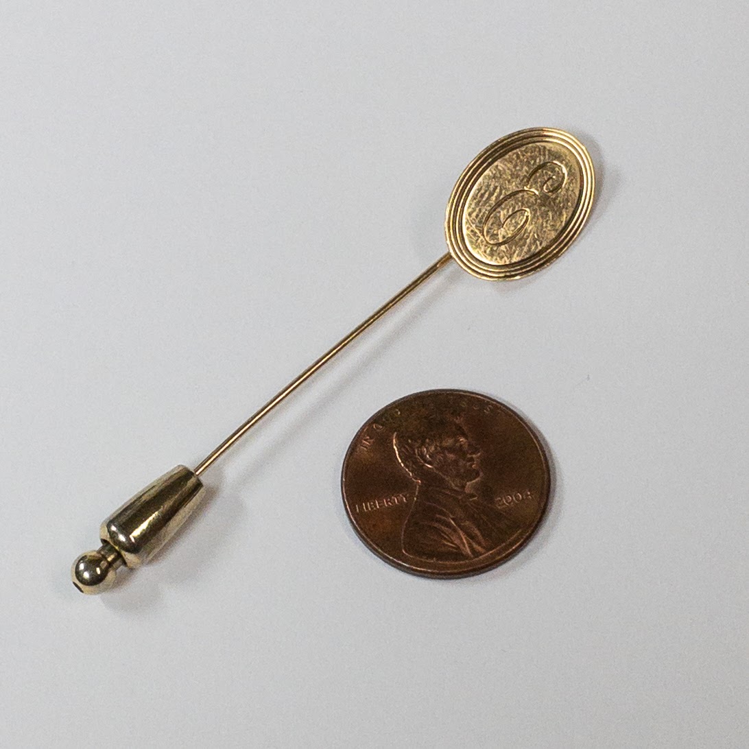 14K Gold 'E' Monogrammed Stick Pin