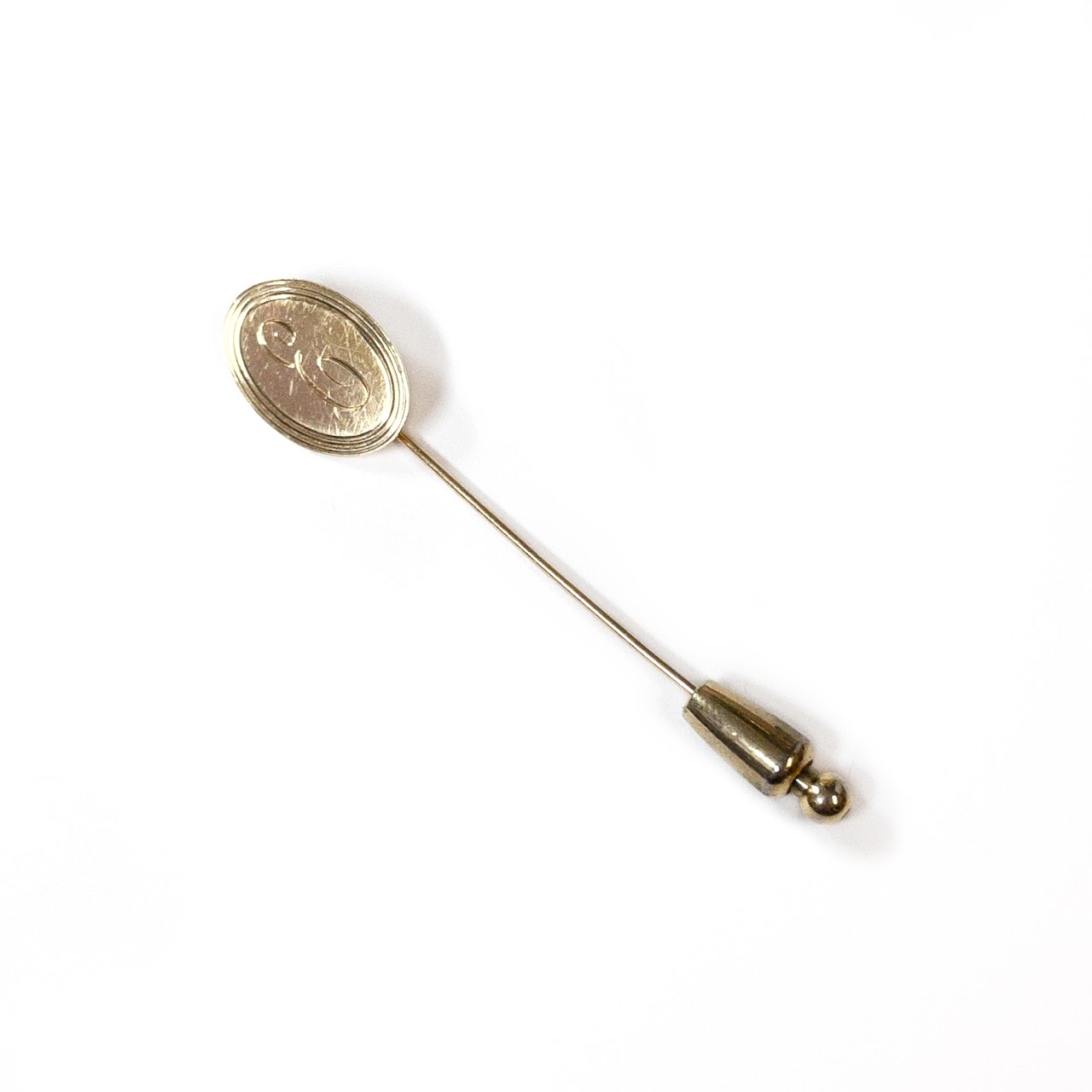 14K Gold 'E' Monogrammed Stick Pin