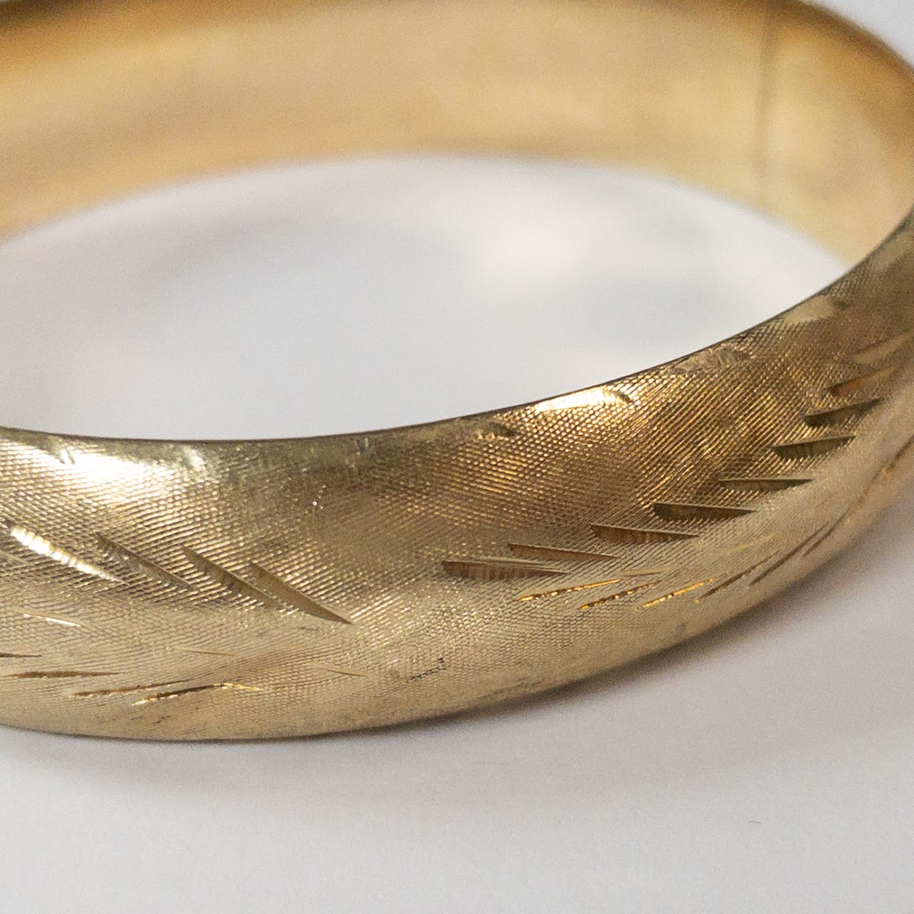 14K Gold Etched Bangle Bracelet