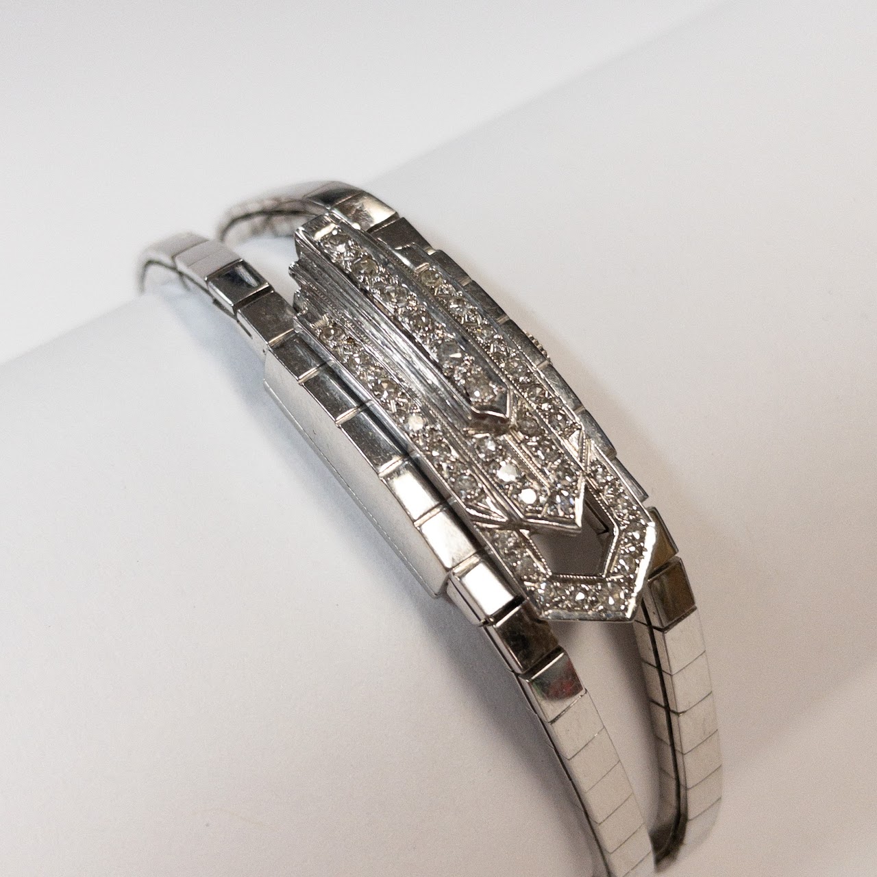 14K White Gold and Diamond Watch