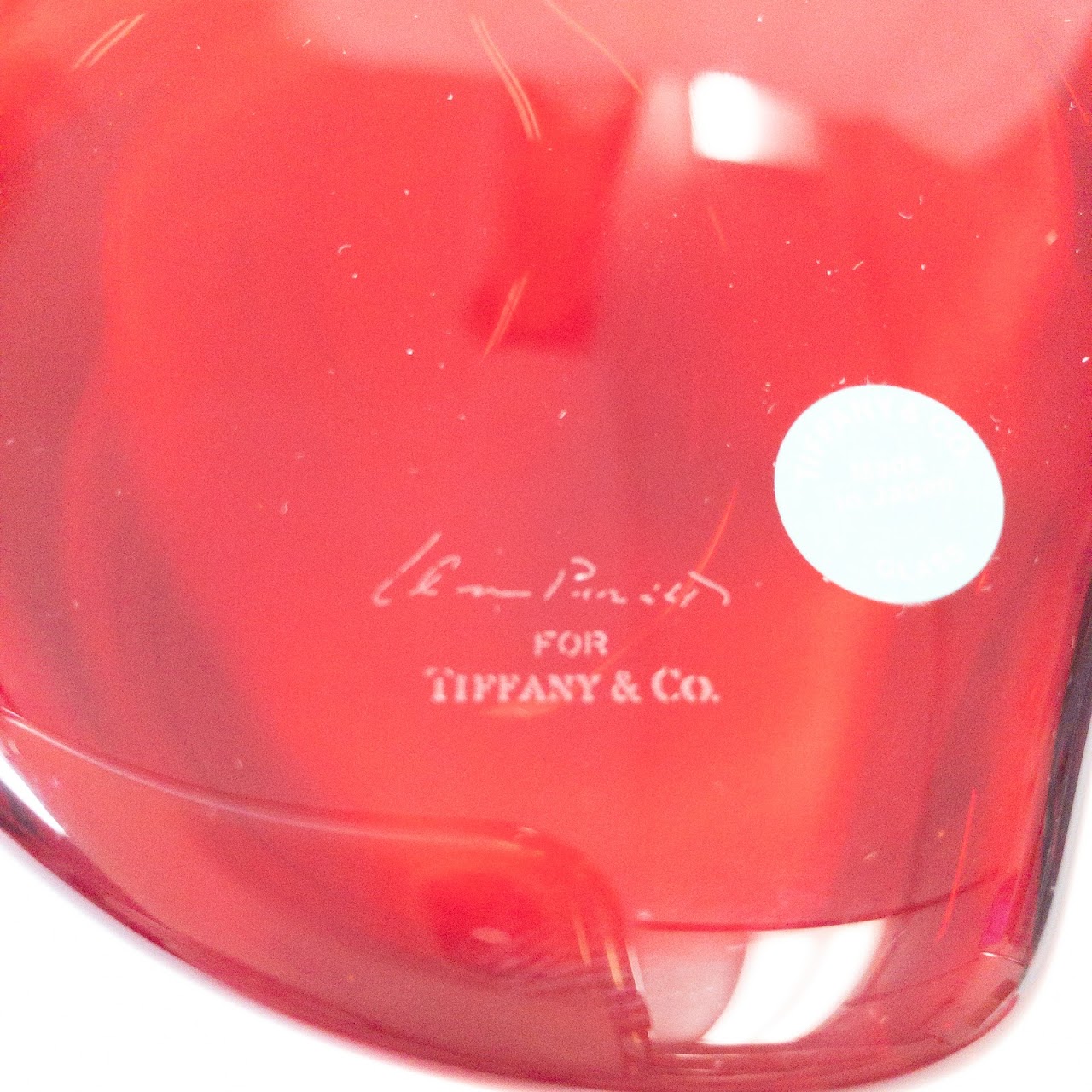 Tiffany & Co. Elsa Peretti Red Glass Heart Paperweight