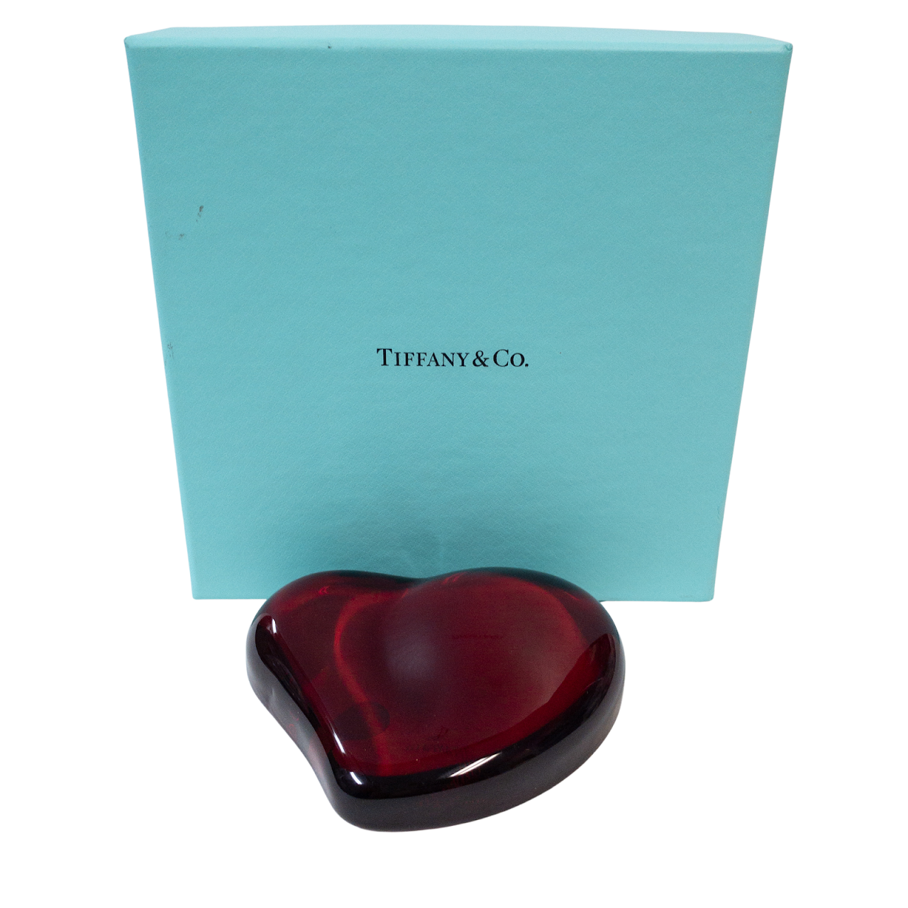 Tiffany & Co. Elsa Peretti Red Glass Heart Paperweight