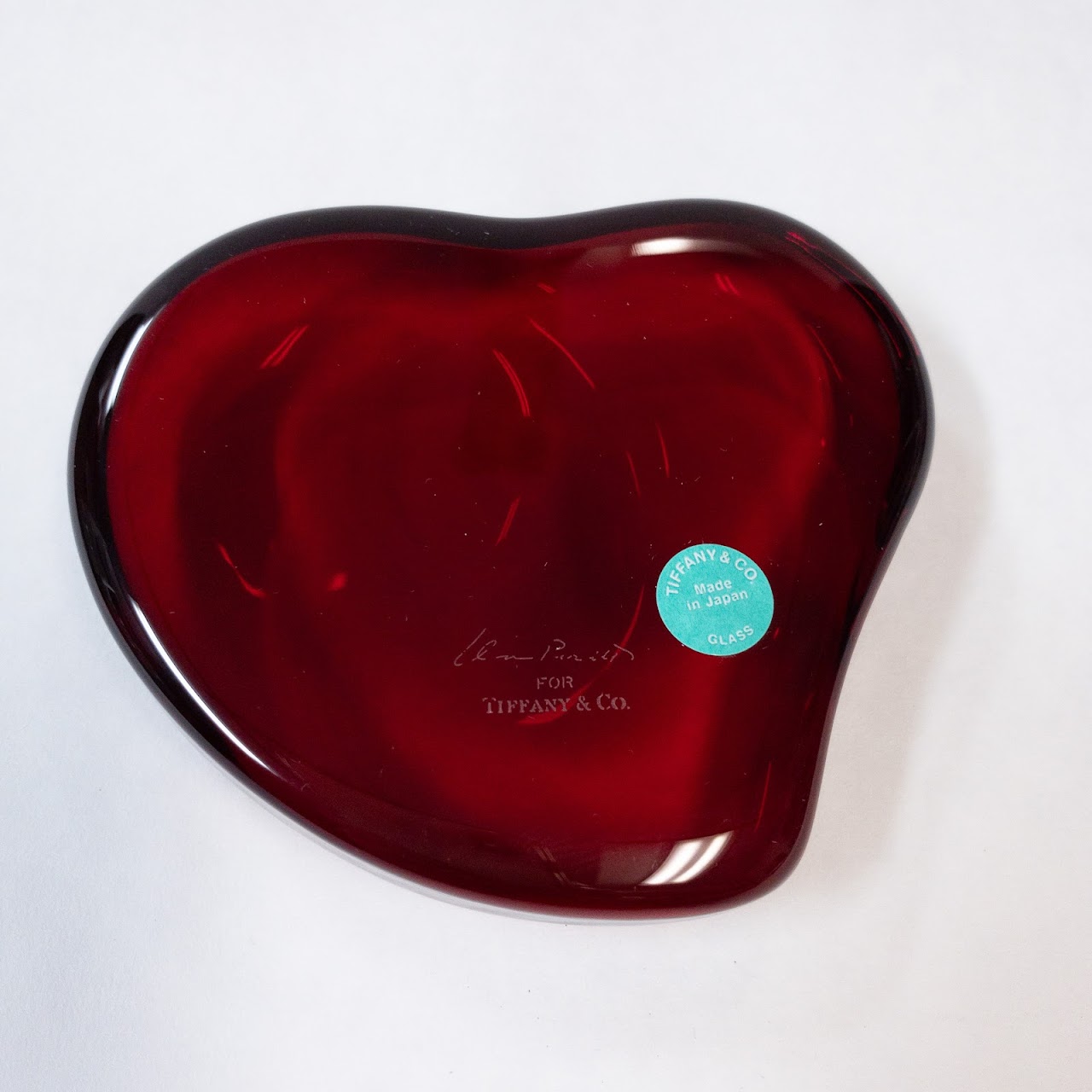 Tiffany & Co. Elsa Peretti Red Glass Heart Paperweight