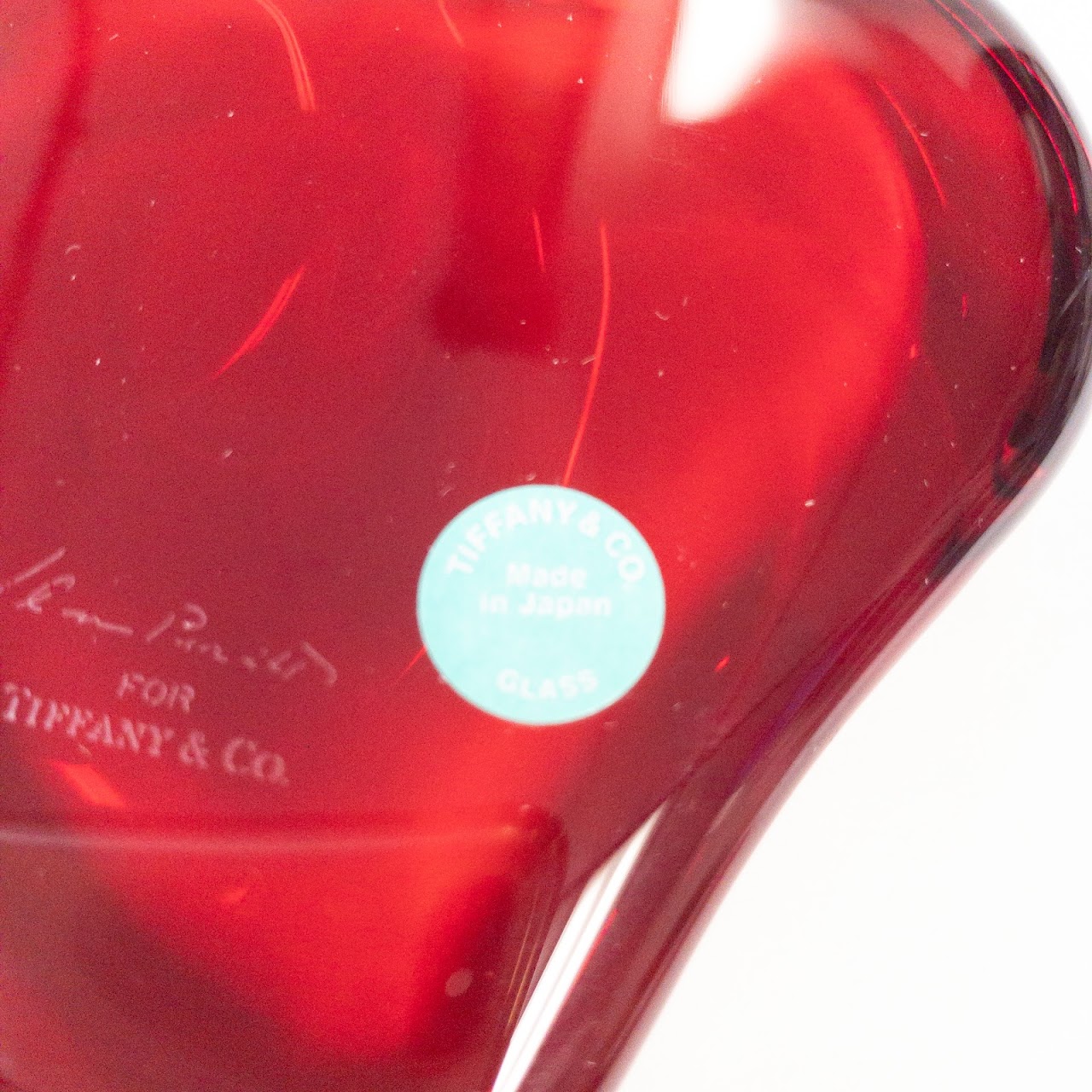 Tiffany & Co. Elsa Peretti Red Glass Heart Paperweight