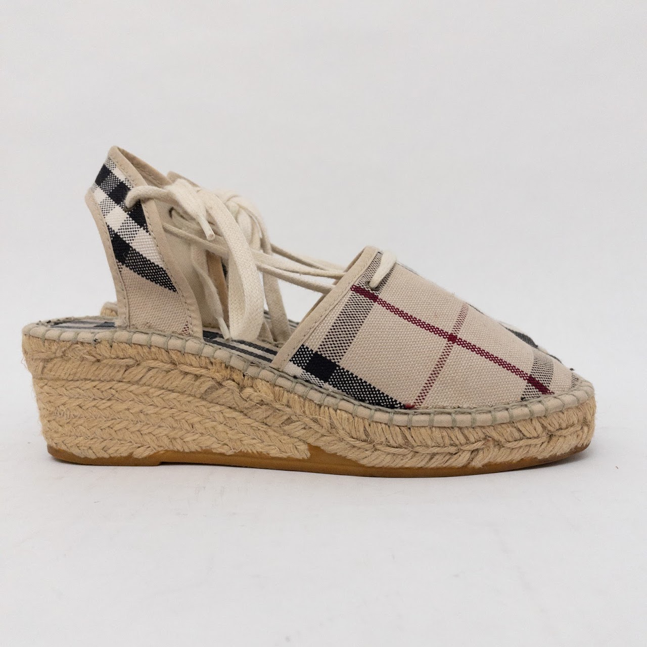 Burberry Plaid Low Wedge Shoes