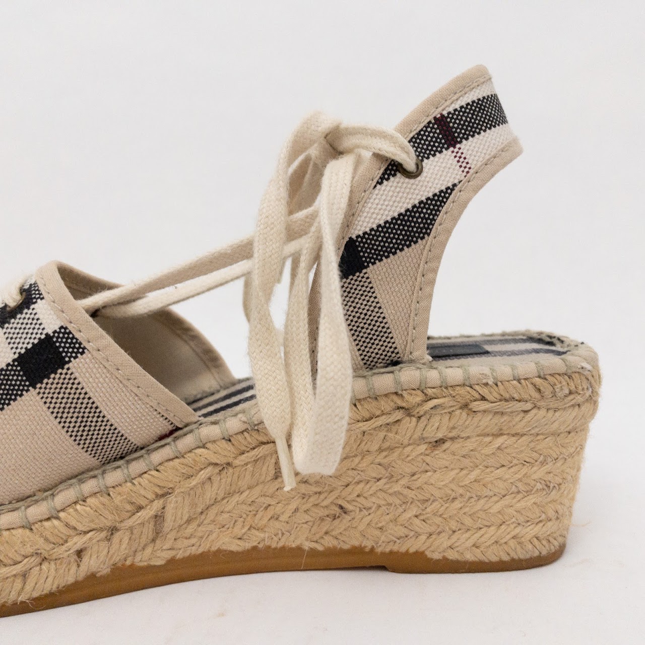 Burberry Plaid Low Wedge Shoes