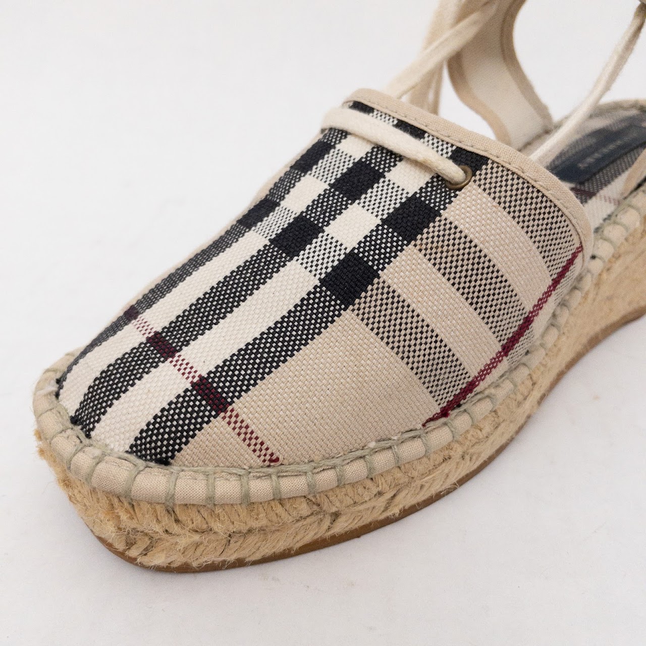 Burberry Plaid Low Wedge Shoes