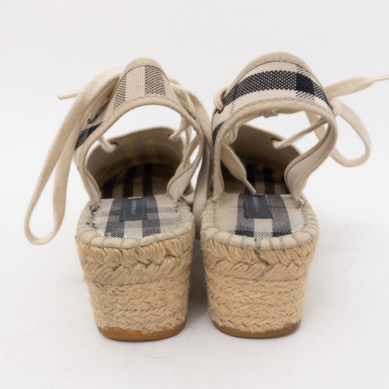 Burberry Plaid Low Wedge Shoes