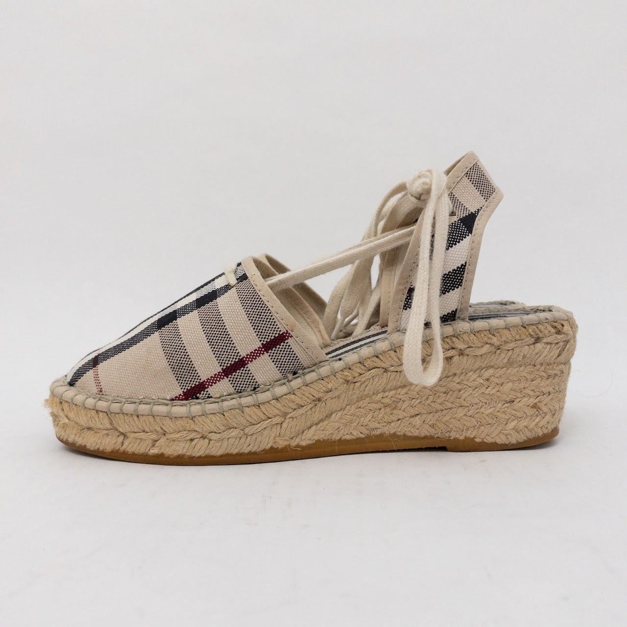 Burberry Plaid Low Wedge Shoes