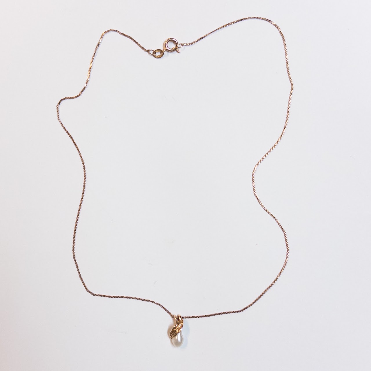 14K Gold Necklace and Pearl Pendant