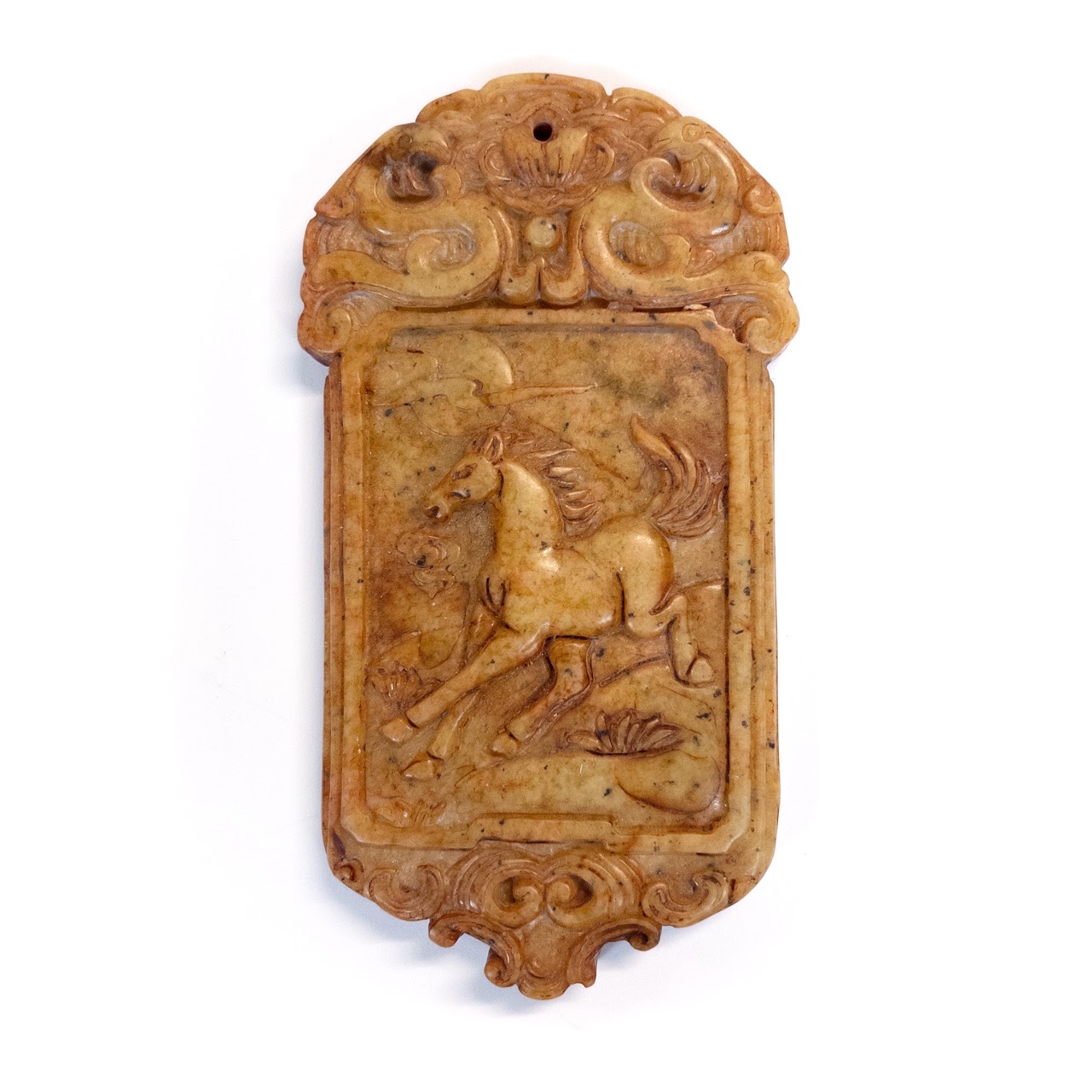 Chinese Jade Fengshui Horse Small Wall Plaque