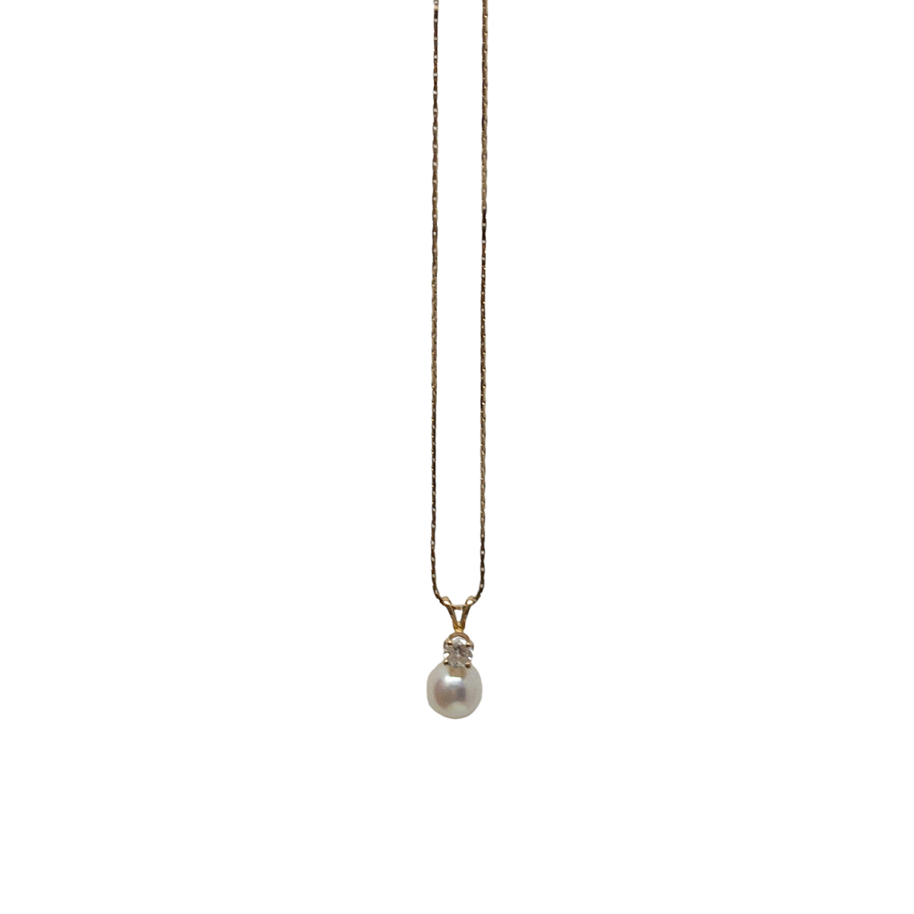 14K Gold, Diamond, and Pearl Pendant Necklace