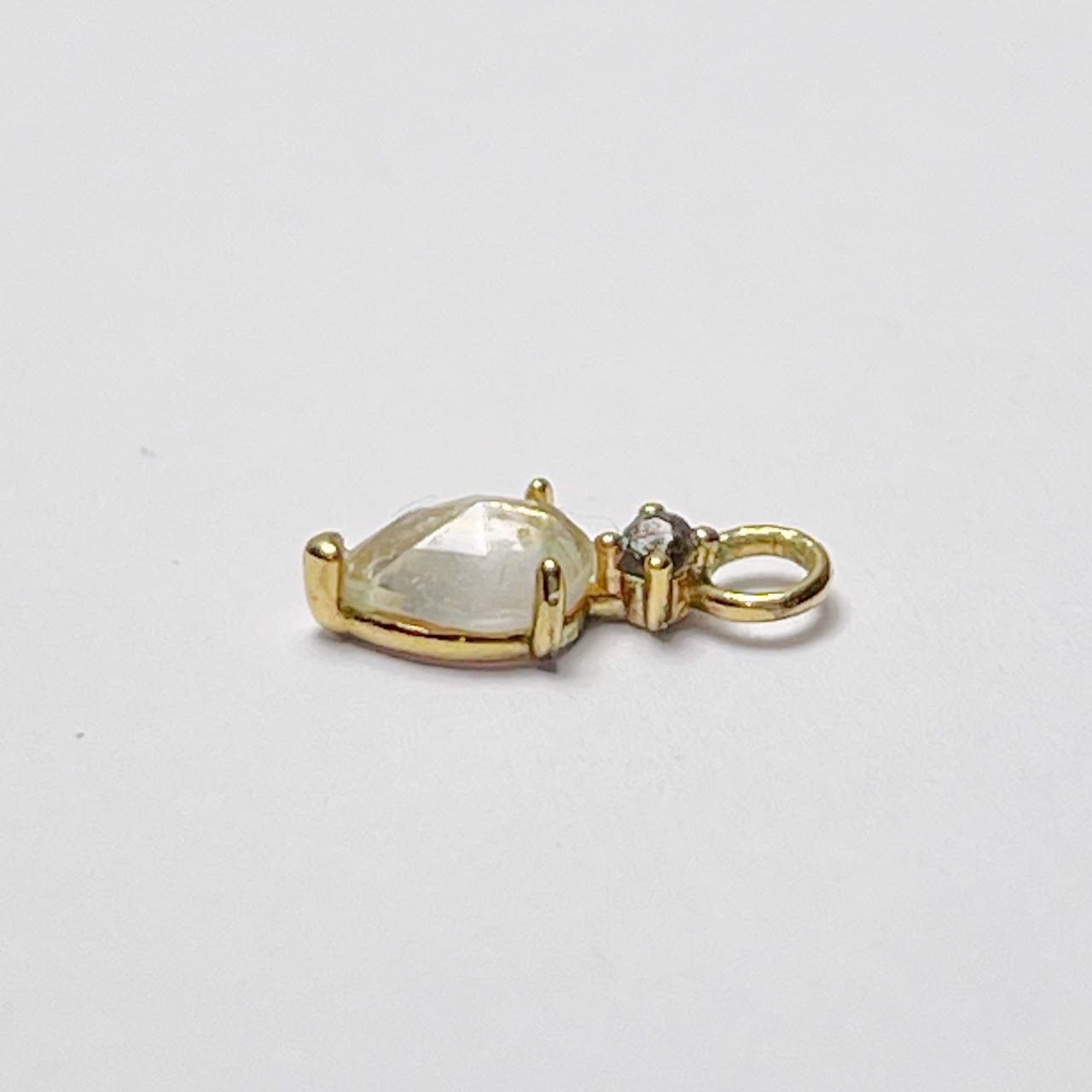 14K Gold, Clear Stone and Diamond Accent Pendant