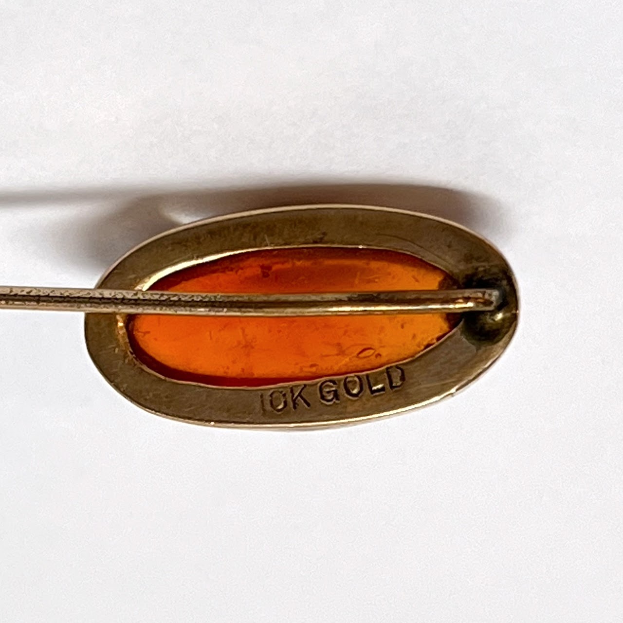 10K Gold Vintage Orange Fire Opal Stickpin