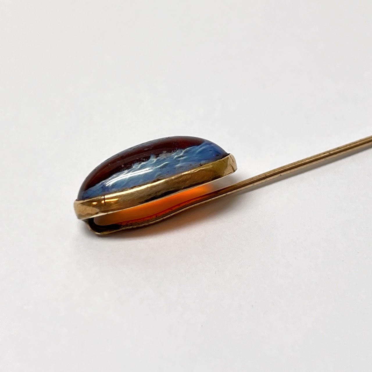 10K Gold Vintage Orange Fire Opal Stickpin